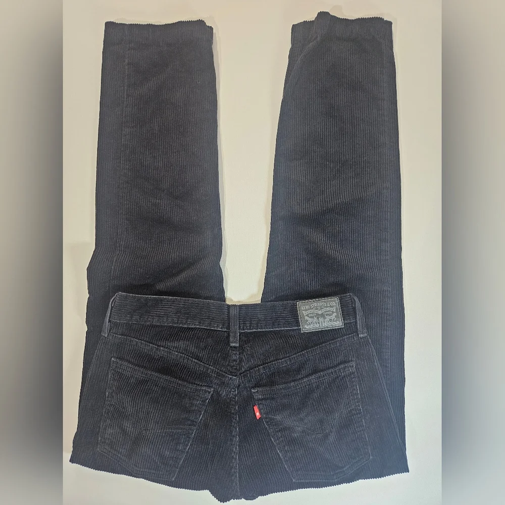 Levis Mens Jeans 28x38 Black Corduroy‎ Straight Leg Mid Rise Retro Goth Inspired